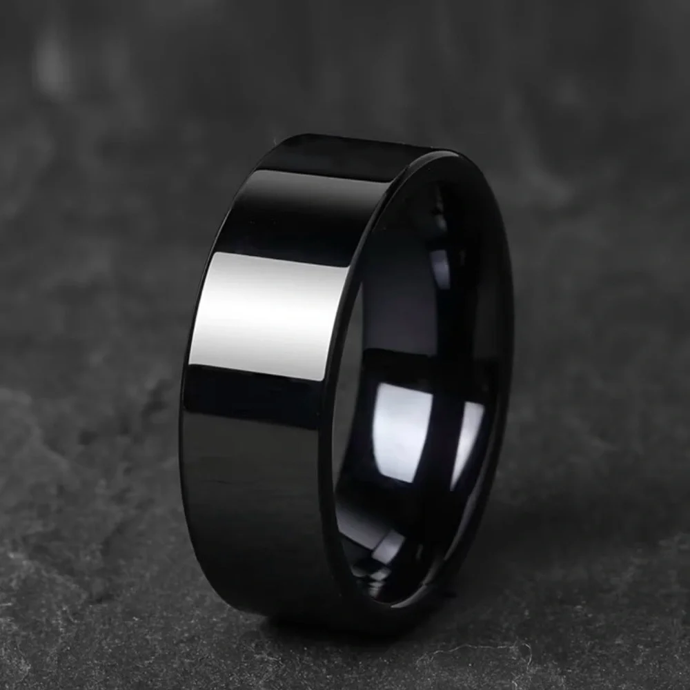 Black Tungsten Carbide Steel 6 mm Men’s or Women’s Unisex Wedding Band Ring